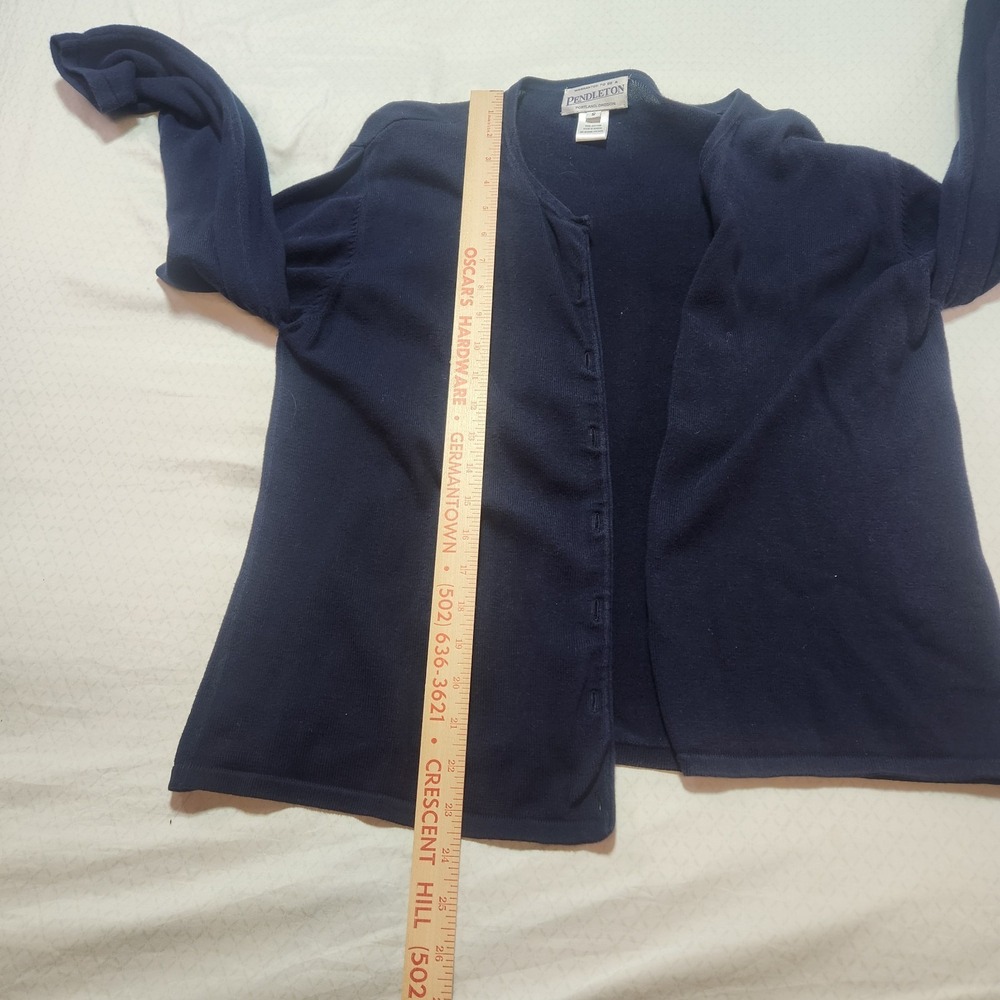 Vintage 90s Pendleton Wool Sweater Cardigan Women Small Navy - Picture 6 of 8